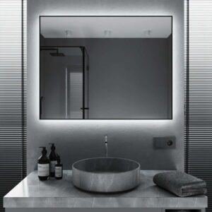 Зеркало для ванной комнаты Mironiks Outline 800x600 прямоугольное, с фоновой LED-подсветкой