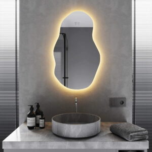 Зеркало для ванной комнаты Mironiks Flame 700x400 фигурное, с фоновой LED-подсветкой