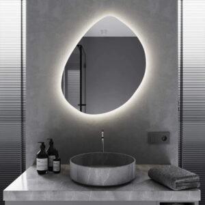 Зеркало для ванной комнаты Mironiks Stone 800x700 фигурное, с фоновой LED подсветкой