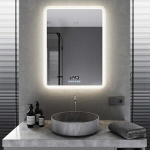 Зеркало для ванной комнаты Mironiks "No Ind Bluetooth" 800x600 прямоугольное, с фоново-фронтальной LED-подсветкой