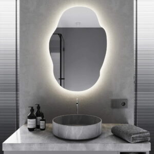 Зеркало для ванной комнаты Mironiks Mirage 850x600 фигурное, с фоновой LED подсветкой