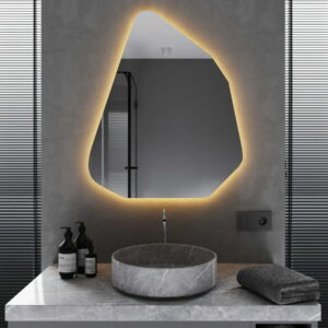 Зеркало для ванной комнаты Mironiks Triza 750x600 фигурное, с фоновой LED подсветкой