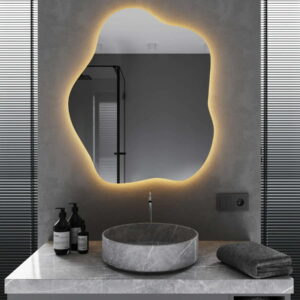 Зеркало для ванной комнаты Mironiks Fluffy 850x700 фигурное, с фоновой LED подсветкой