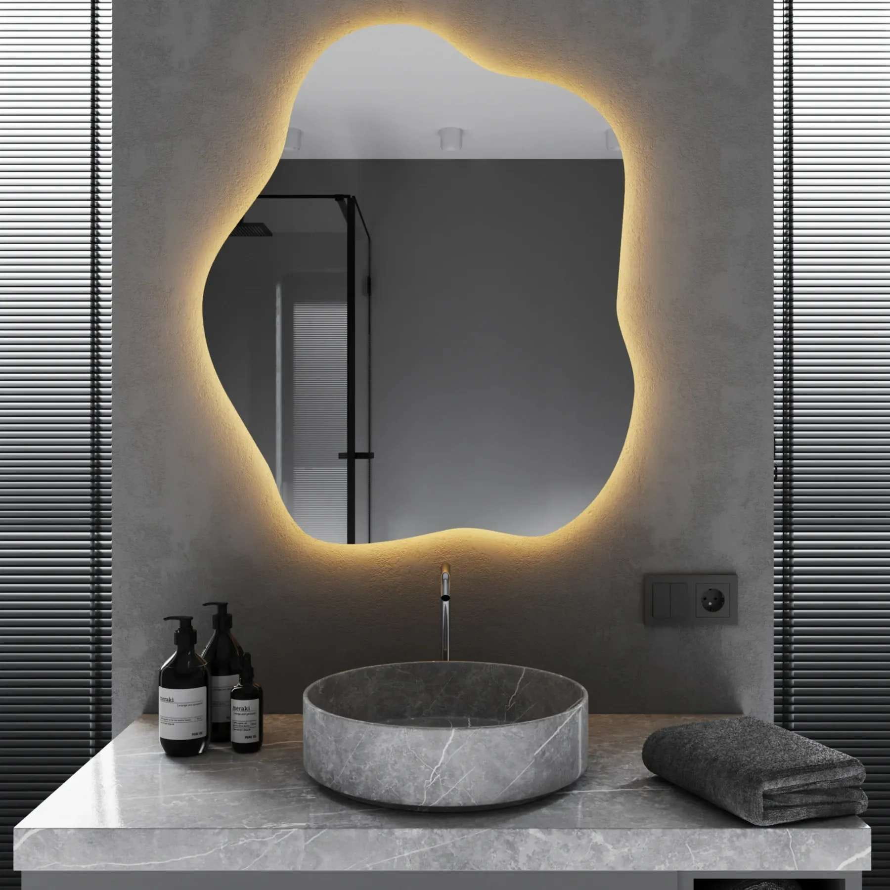 MRKS-318110 Зеркало для ванной комнаты Mironiks Fluffy 850x700 фигурное, с фоновой LED подсветкой