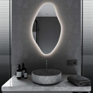 Зеркало для ванной комнаты Mironiks Zera 700x400 фигурное, с фоновой LED подсветкой