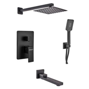 Душевая система Haiba Kubus 009 скрытого монтажа, латунь, черный матовый