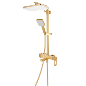Душевая система Haiba Kant 009-J с регулировкой высоты, латунь, золото брашированное