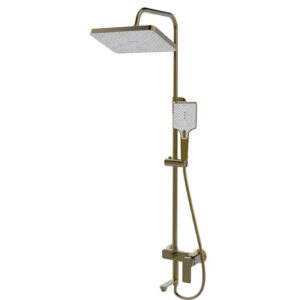 Душевая система Haiba Kubus 009-J с регулировкой высоты, латунь, золото брашированное