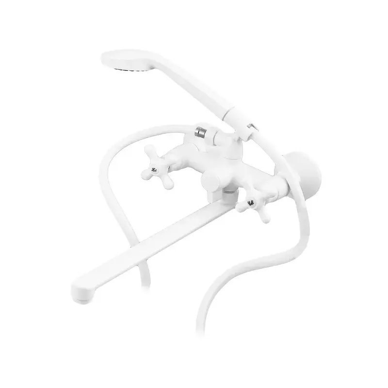 OL-PM0670_1 Смеситель для ванны Plamix Pablo-140 двухвентильный, белый