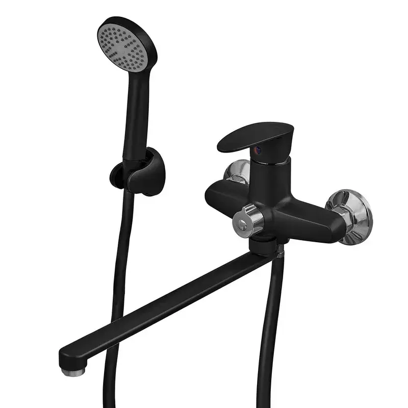 OL-PM0690_1 Смеситель для ванны Plamix CEZAR-006 однорычажный, чёрный матовый