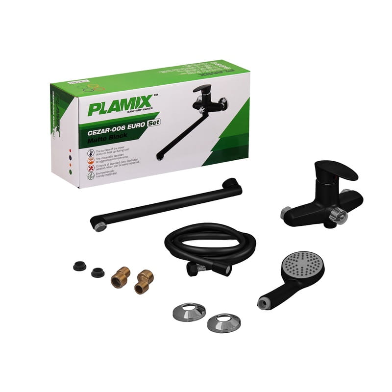 OL-PM0690_7 Смеситель для ванны Plamix CEZAR-006 однорычажный, чёрный матовый