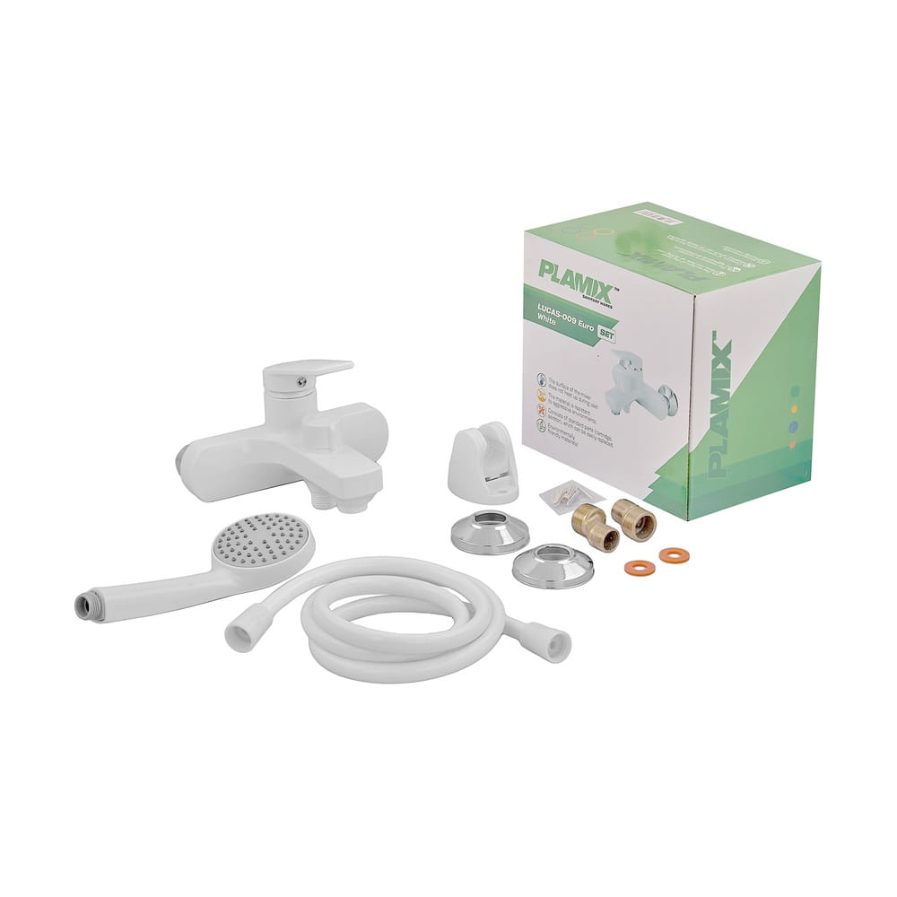 OL-PM0708_6 Смеситель для ванны Plamix Lucas-009 однорычажный, белый