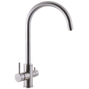 Смеситель для кухни Zerix SUS-021 двухрычажный, сталь