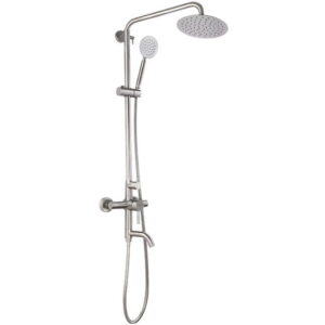 Душевая система Zerix SUS-009-J с изливом, нержавеющая сталь, сатин