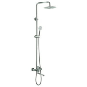 Душевая система Zerix DAX-006-J-20cm с изливом, нержавеющая сталь, сатин