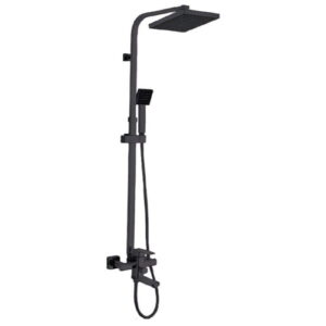 Душевая система Zerix LEB16-123 с изливом, силумин, черный матовый