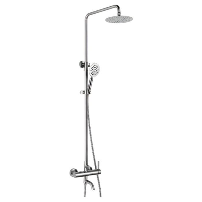 OL-ZX5612 (1) Душевая система Zerix SUS-008-J с изливом, нержавеющая сталь, сатин