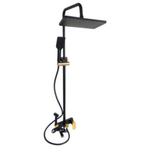 Душевая система Millz MRS-AL-C-28 с тропическим душем, алюминий, черный/золото