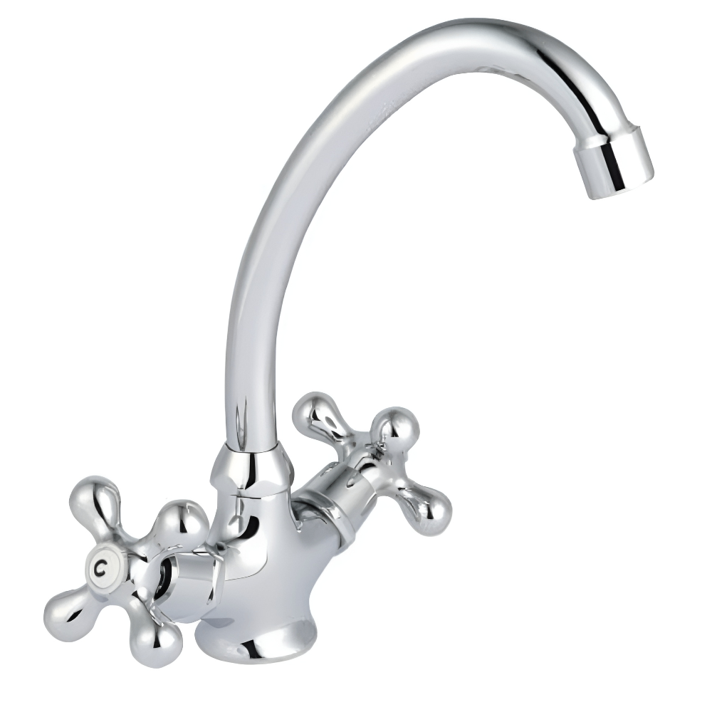 BU-21-00S Смеситель для умывальника Invena Roma двухвентильный, хром (BU-21-00S)