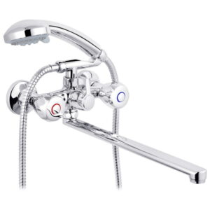 Смеситель для ванны Kroner KRP Hamburg C070 двухвентильный, хром + ручная лейка (CV012067)