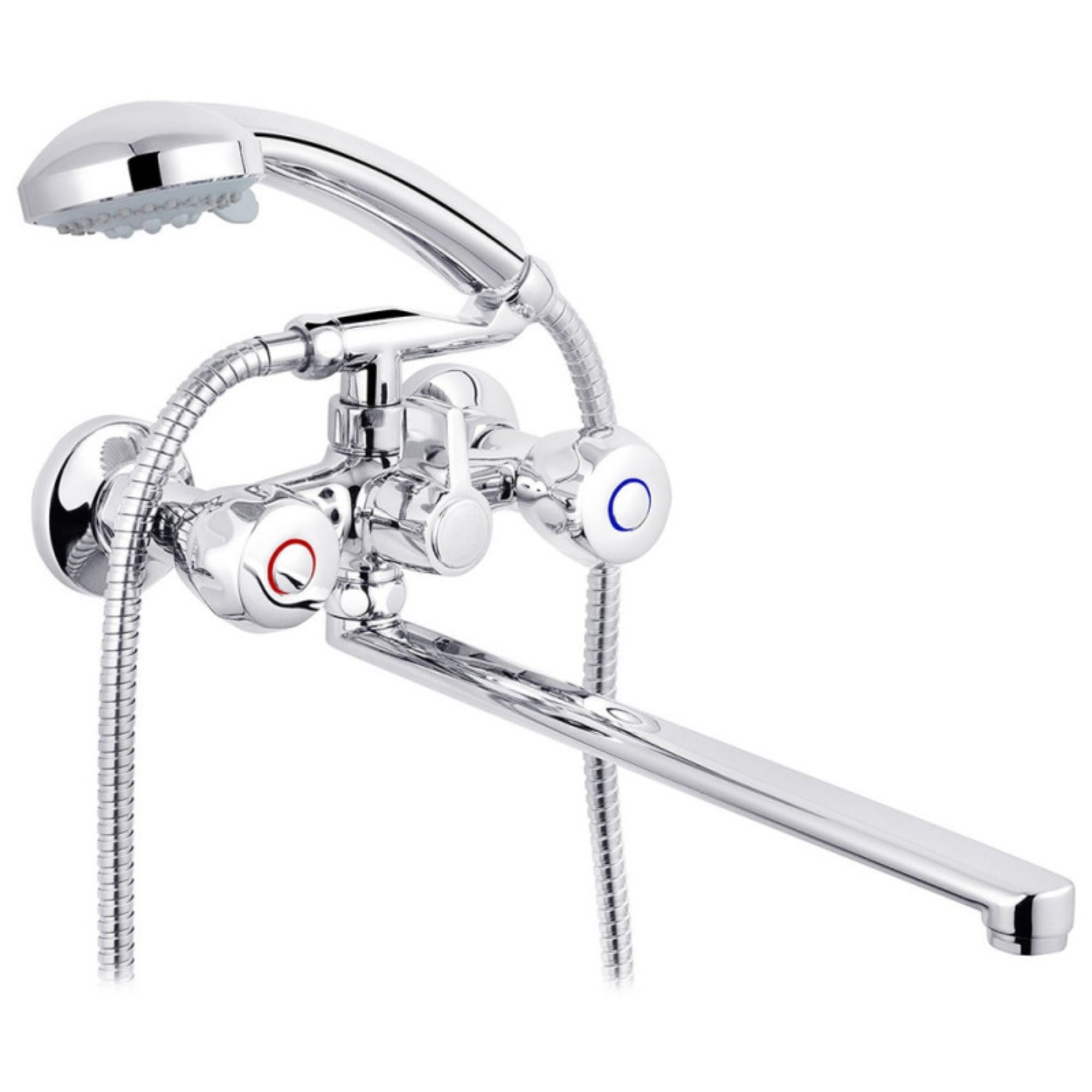 SVR-CV012067_1 Смеситель для ванны Kroner KRP Hamburg C070 двухвентильный, хром + ручная лейка (CV012067)