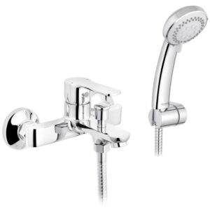 Смеситель для ванны Kroner KRM Bremen C060 однорычажный, хром + ручная лейка (CV012070)