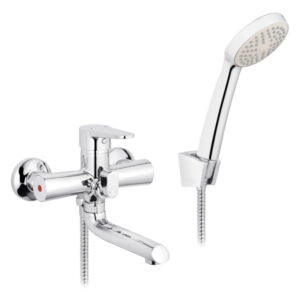 Смеситель для ванны Kroner KRM Elbe C060 однорычажный, хром + ручная лейка (CV014920)