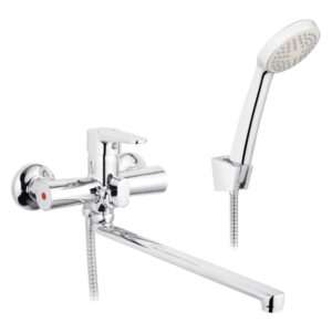 Смеситель для ванны Kroner KRM Elbe C070 однорычажный, хром + ручная лейка (CV014921)
