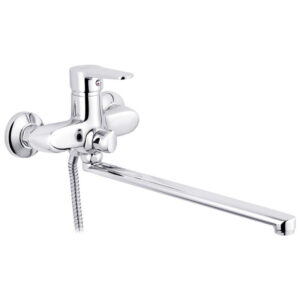 Смеситель для ванны Kroner KRM Elbe C071 однорычажный, хром + ручная лейка (CV016437)