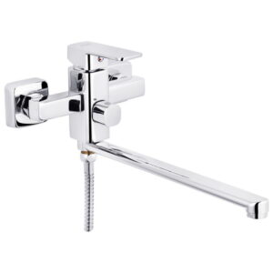 Смеситель для ванны Kroner KRM Ems C070 однорычажный, хром + ручная лейка (CV017358)