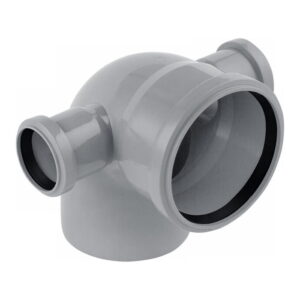 Колено внутренней канализации Rozma двухплоскостное 110х50 мм 90° с отводом (левое + правое) (CV020659)