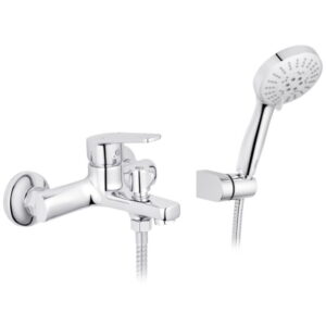 Смеситель для ванны Kroner KRM Brocken C060 однорычажный, хром + ручная лейка (CV023595)