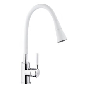 Смеситель для кухни Kroner KRM Kuche - C132WHI однорычажный, хром/белый