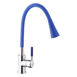 Смеситель для кухни Kroner KRM Kuche - C132BLE однорычажный, хром/синий