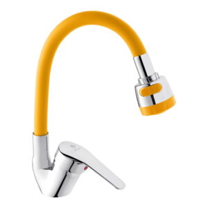 Смеситель для кухни Agua Sevilla - C039AMR однорычажный, хром/желтый