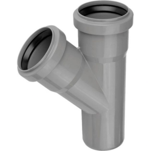 Тройник внутренней канализации 32x32мм 45° (серый)