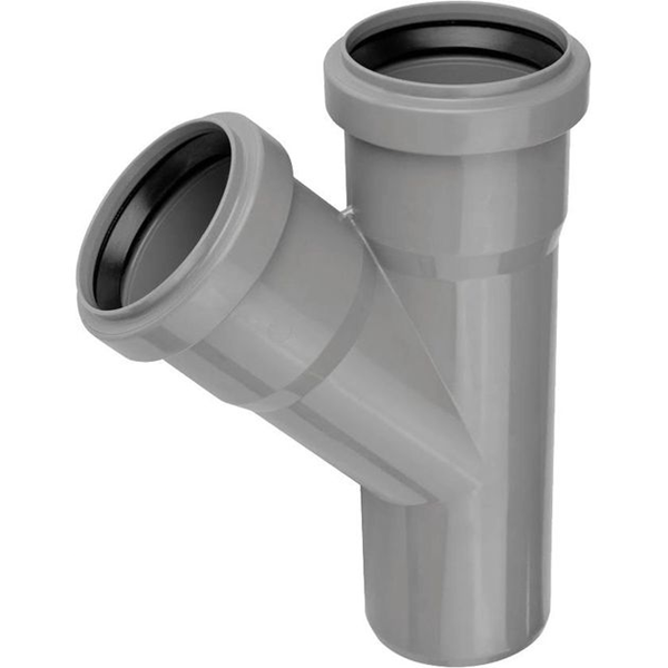 TAR-000036898_1 Тройник внутренней канализации 32x32мм 45° (серый)