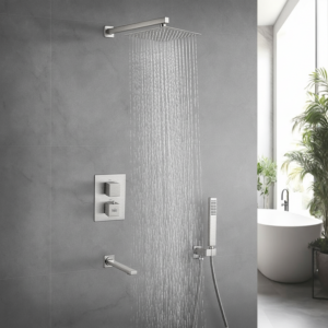 Душевая система Nett TSS-521 с термостатом, латунь, никель брашированная