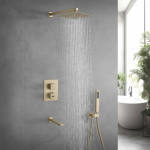 Душевая система Nett TSG-521 с термостатом, латунь, золотой матовая