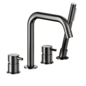 Смеситель для ванны Armatura Moza двухрычажный на 4 отверстия, серый (5035-210-61)