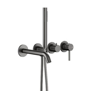 Смеситель для ванны Armatura Moza однорычажный, серый + с ручной лейкой (5039-411-61)