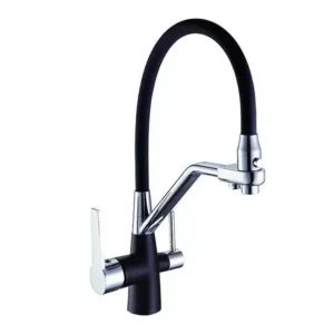 Смеситель для кухни Frap F4374-2 двухрычажный, черный/хром