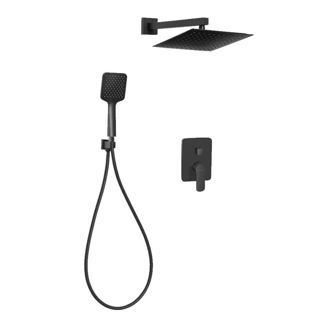 1024-1024 Душевая система Invena Siros без излива, латунь, черный матовый (BS-90-011)