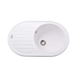 Гранитная мойка Globus Lux Ohara 770x500 накладная, овальная, белый