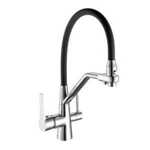 Смеситель для кухни Frap F4374-1 двухрычажный, черный/хром