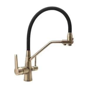 Смеситель для кухни Frap F4374-4 двухрычажный, бронза/черный