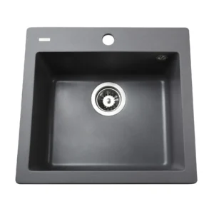 Гранитная мойка Globus Lux Aosta 490x455 врезная, прямоугольная, серый металлик