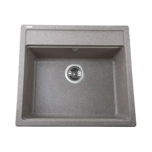 Гранитная мойка Globus Lux VOLTA 570x510 накладная, прямоугольная, серый