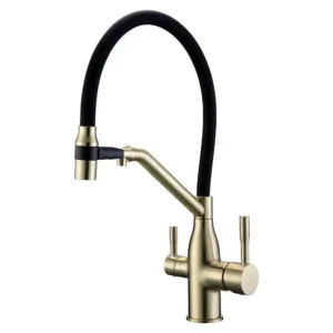 Смеситель для кухни Frap F4397-3 двухрычажный, бронза/черный