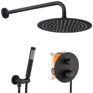 Душевая система Rea Lungo с тропическим душем, латунь, черный матовый (REA-P4100)